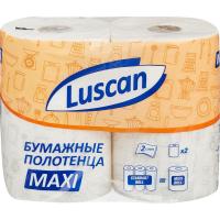 Полотенца бумажные бытовые LUSCAN Maxi, спайка 2 шт., 2-х слойные (2х35 м), 22х23 см, белые 880887