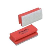 Губка Vileda мягкая, белый абразив, 7х15 см, красная