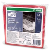 183603 Tork Premium салфетка микрофибра многоразового использования 30,5х30,5 см, красная/6