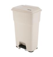 Гера контейнер пластиковый с педалью и крышкой, 85 литров, бежевый