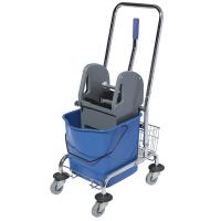 Тележка уборочная 1-ведерная 23 л, рама металл хром с отжимом + корзина H0109