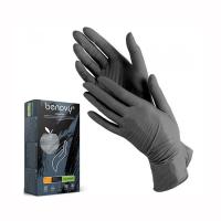 Перчатки нитриловые BENOVY  размер ХL, черный, текстурированные, неопудренные, комплект 50 пар 