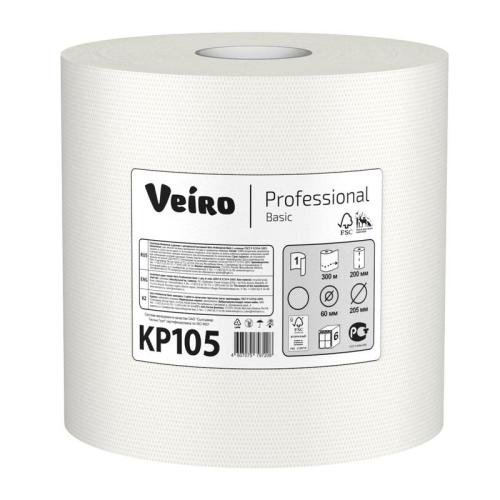 Полотенца бумажные в рулонах Vieiro KP105 с центральной вытяжкой Basic 300 метров, 1-слойные/6